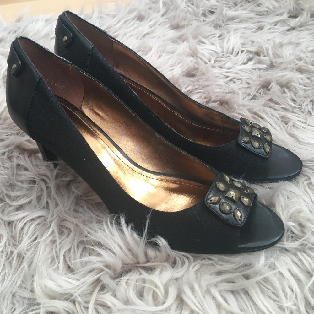 Black peeptoe shoes